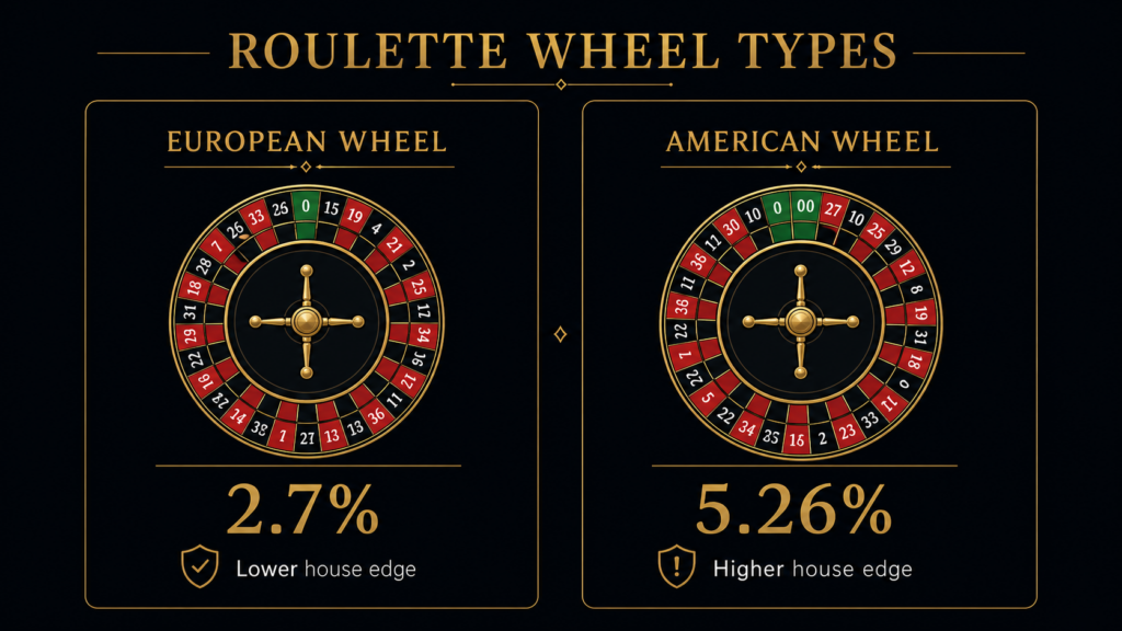 European vs American roulette wheel house edge comparison